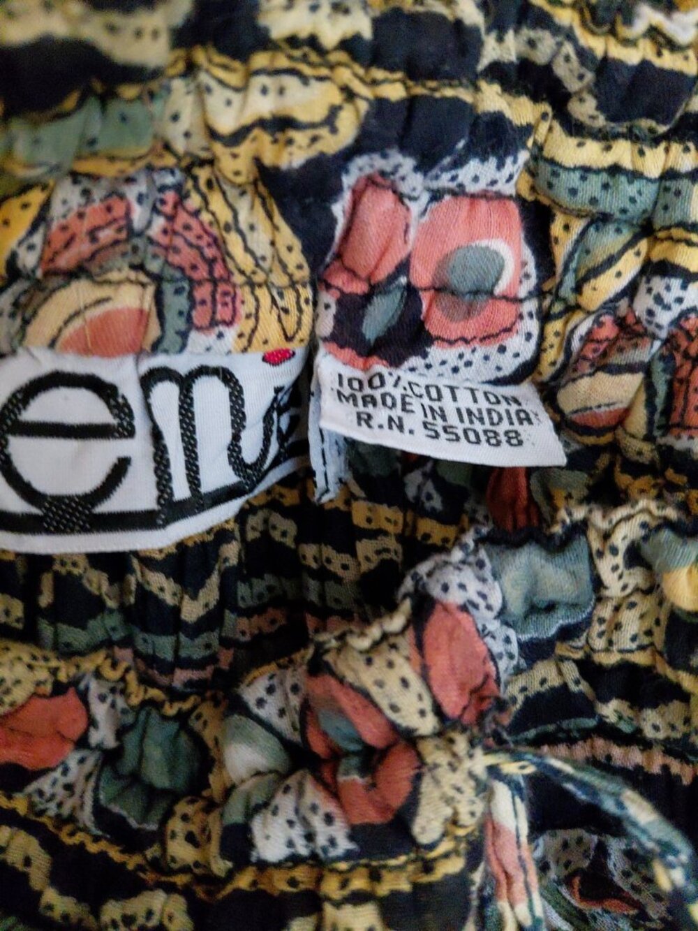 Le Mieux Cotton Maxi Crinkle Skirt Boho Hippie Large Multicolor - Picture 6 of 6
